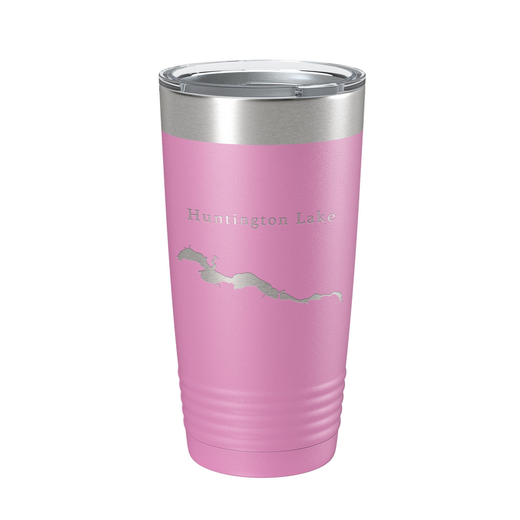 White Smoke Huntington Lake Map Tumbler Travel Mug Insulated Laser Engraved Coffee Cup Indiana 20 oz