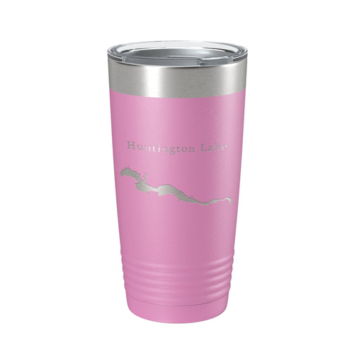 White Smoke Huntington Lake Map Tumbler Travel Mug Insulated Laser Engraved Coffee Cup Indiana 20 oz