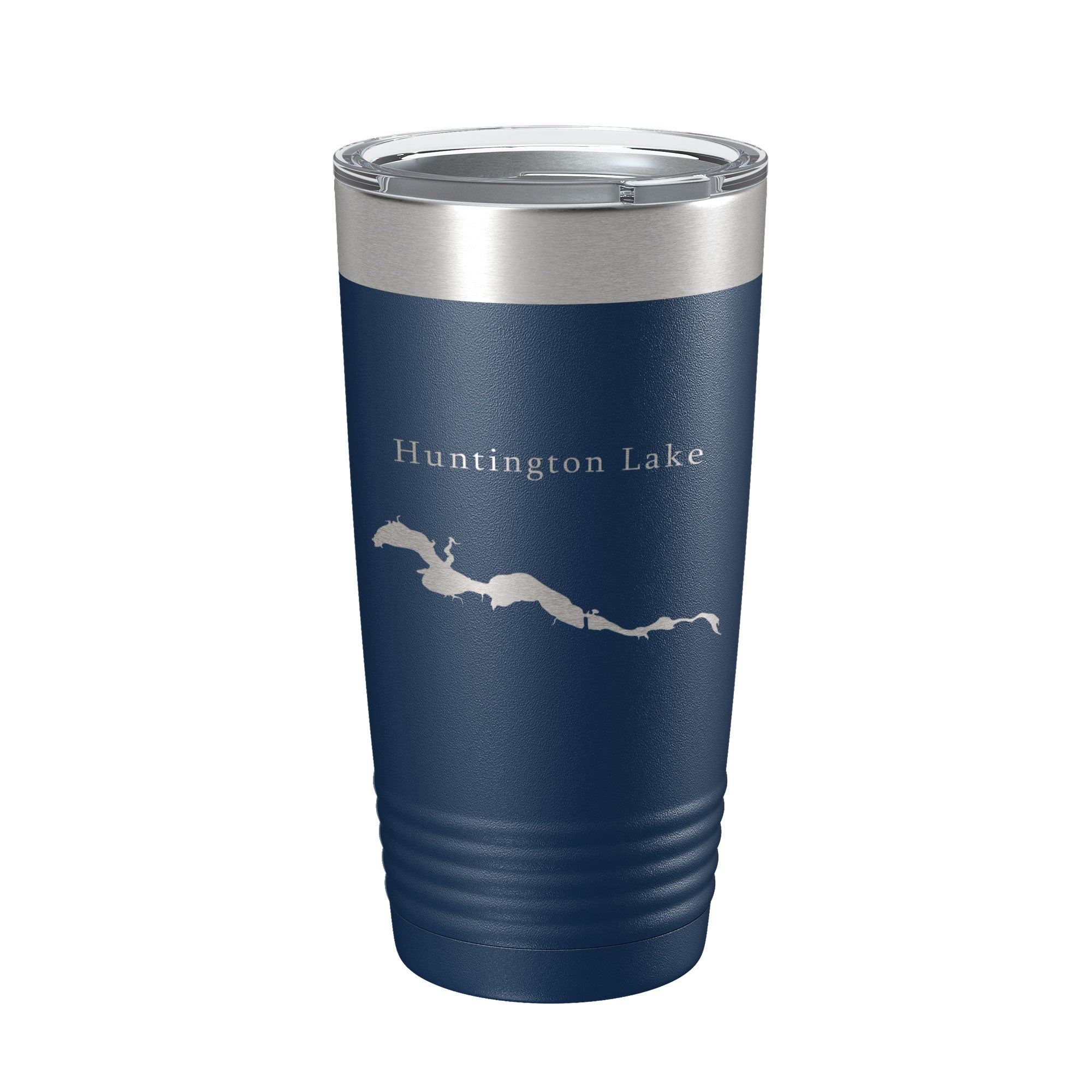 White Smoke Huntington Lake Map Tumbler Travel Mug Insulated Laser Engraved Coffee Cup Indiana 20 oz
