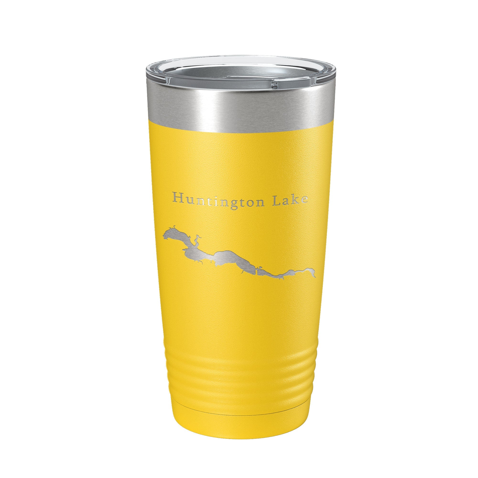 White Smoke Huntington Lake Map Tumbler Travel Mug Insulated Laser Engraved Coffee Cup Indiana 20 oz