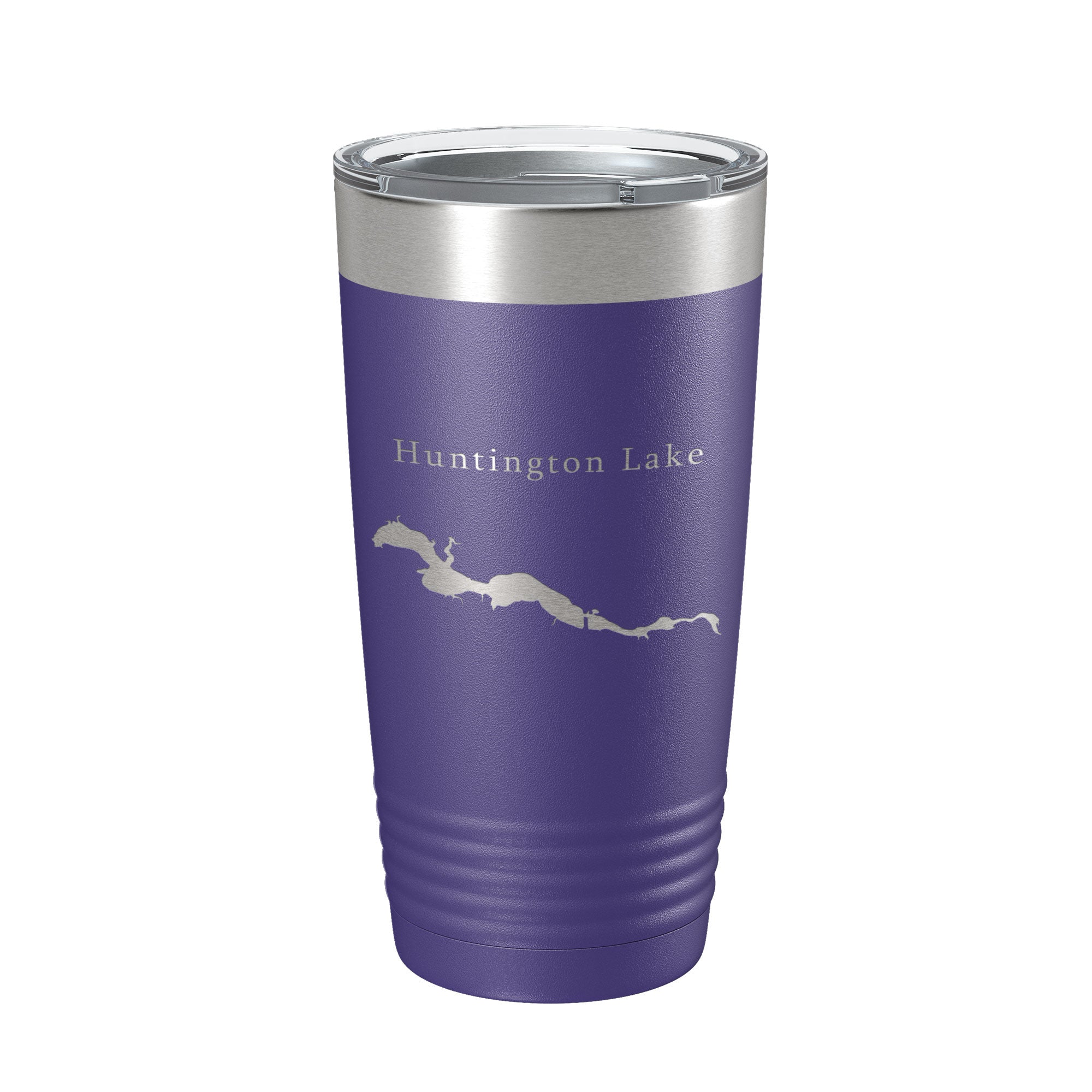 White Smoke Huntington Lake Map Tumbler Travel Mug Insulated Laser Engraved Coffee Cup Indiana 20 oz
