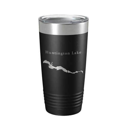 Black Huntington Lake Map Tumbler Travel Mug Insulated Laser Engraved Coffee Cup Indiana 20 oz