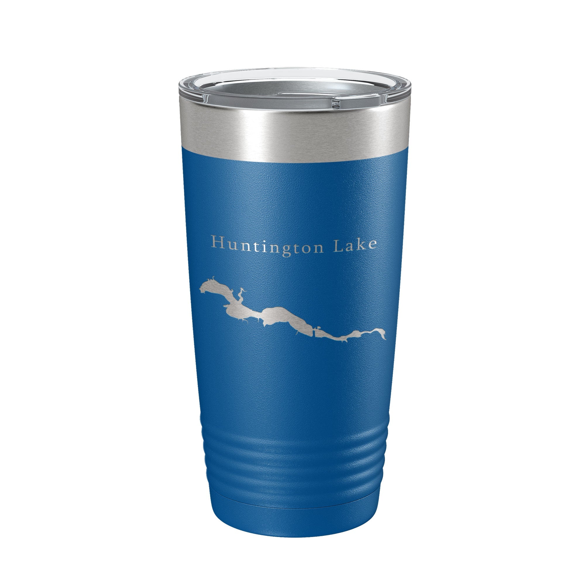White Smoke Huntington Lake Map Tumbler Travel Mug Insulated Laser Engraved Coffee Cup Indiana 20 oz