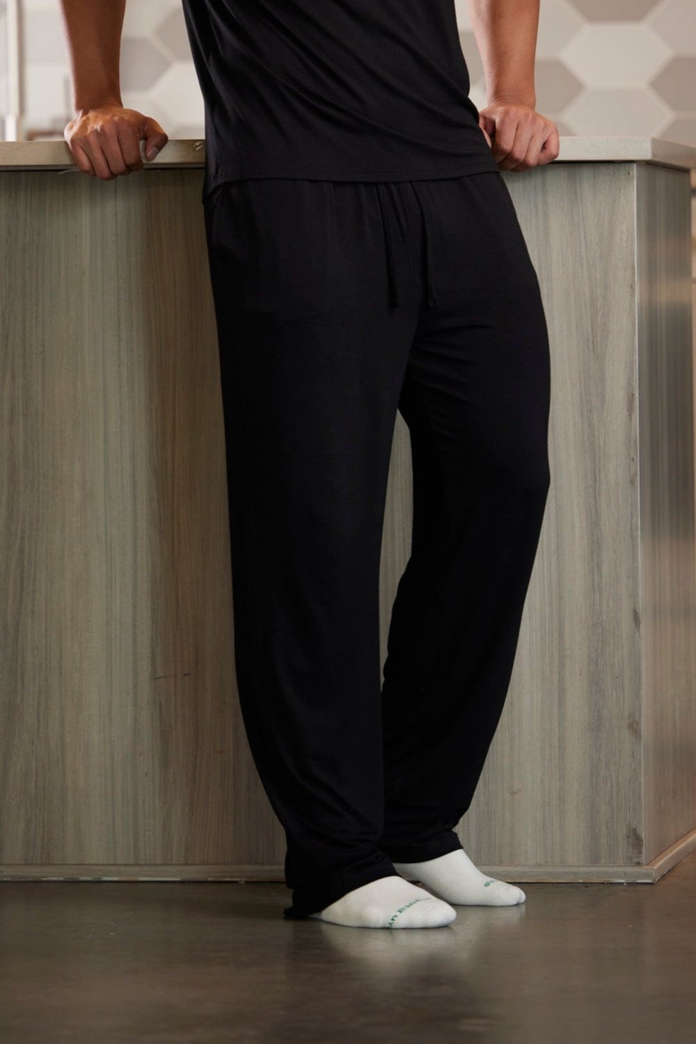 Black Men's Soft Bamboo Lounge Pajama Pants
