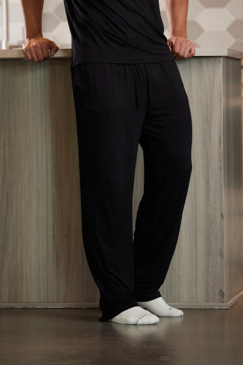 Black Men's Soft Bamboo Lounge Pajama Pants