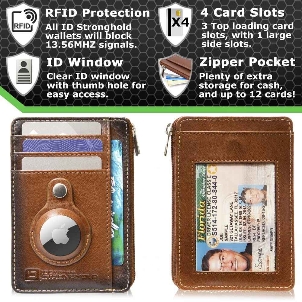 RFID Secure Slim Leather AirTag Wallet
