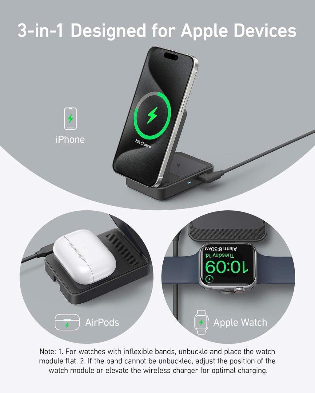 Anker MagGo Wireless Charging Station (Foldable 3-in-1) Anker