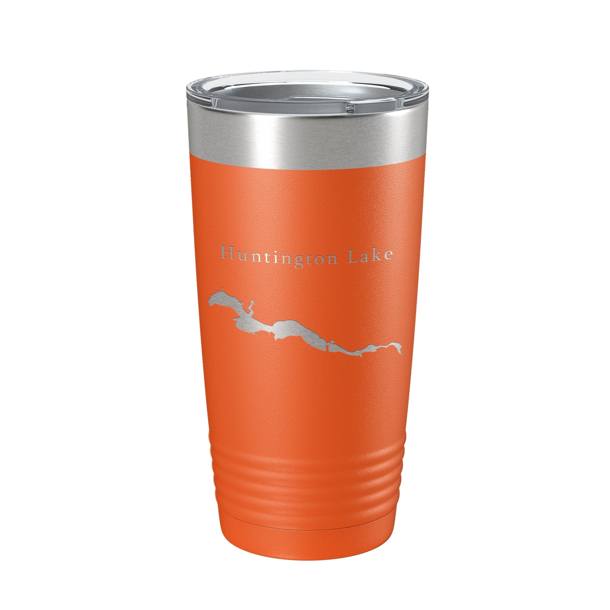 White Smoke Huntington Lake Map Tumbler Travel Mug Insulated Laser Engraved Coffee Cup Indiana 20 oz