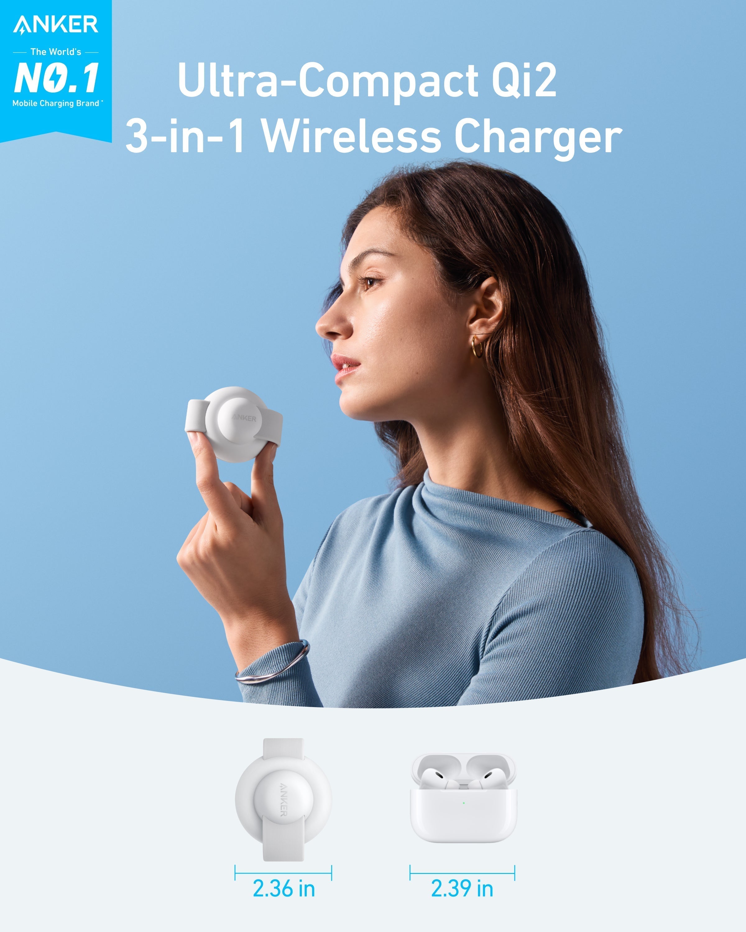 Anker MagGo Wireless Charging Station (3-in-1, Foldable Pad) Anker