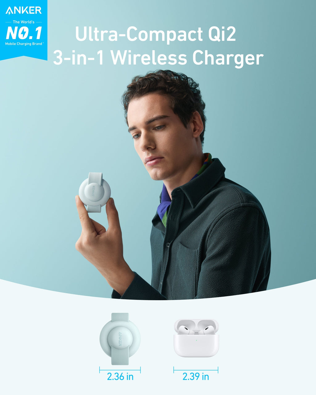 Anker MagGo Wireless Charging Station (3-in-1, Foldable Pad) Anker