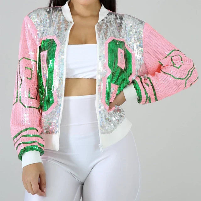 Alpha Kappa Alpha Sorority AKA 1908 Sequin Jacket T-Shirt Crazed