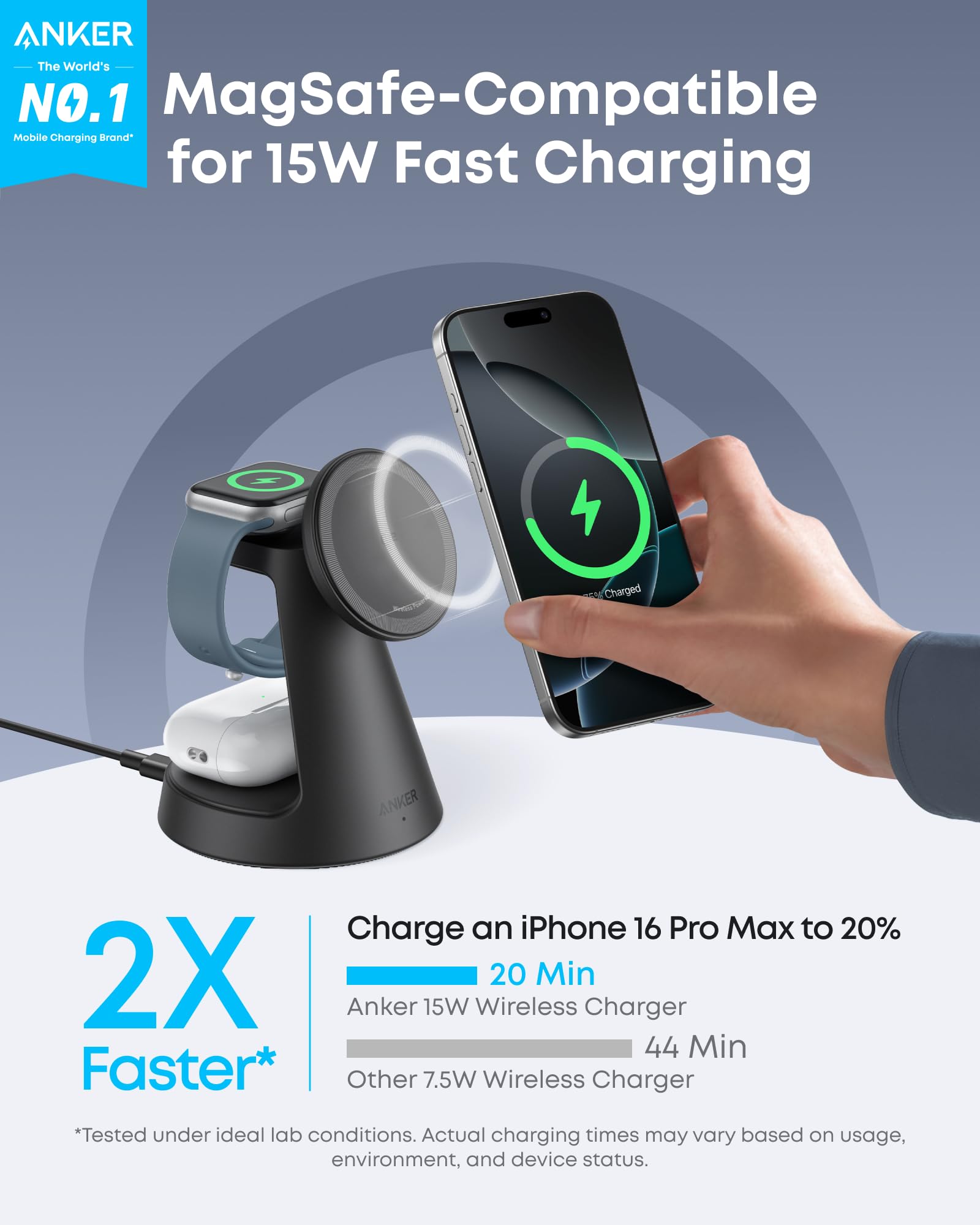 Anker MagGo Wireless Charging Station (3-in-1, Dock Stand) Anker