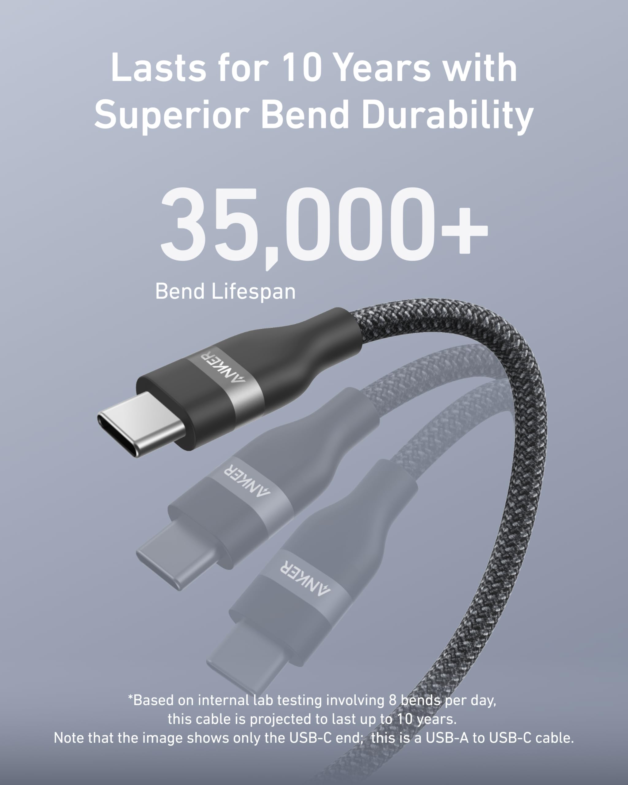 Anker USB-A to USB-C Cable (3 ft / 6 ft, Upcycled-Braided) Anker