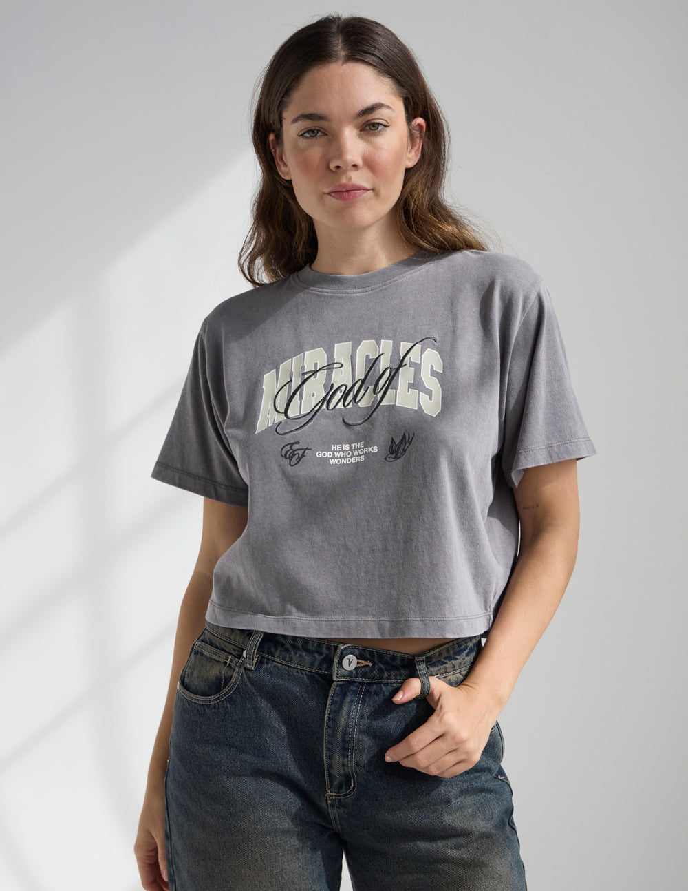 God of Miracles Cropped Women's Tee Elevated Faith