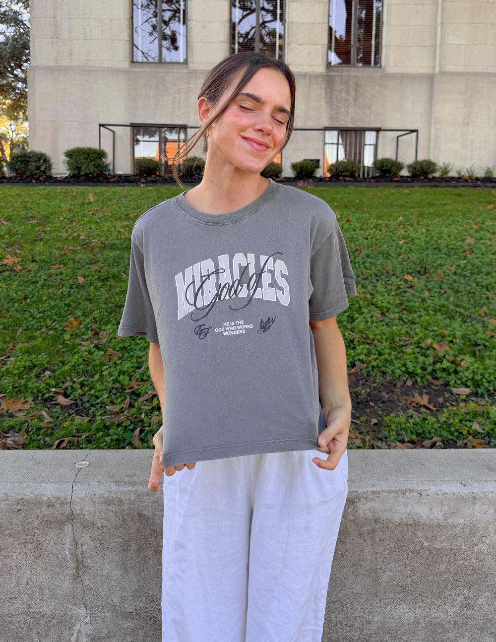 God of Miracles Cropped Women's Tee Elevated Faith