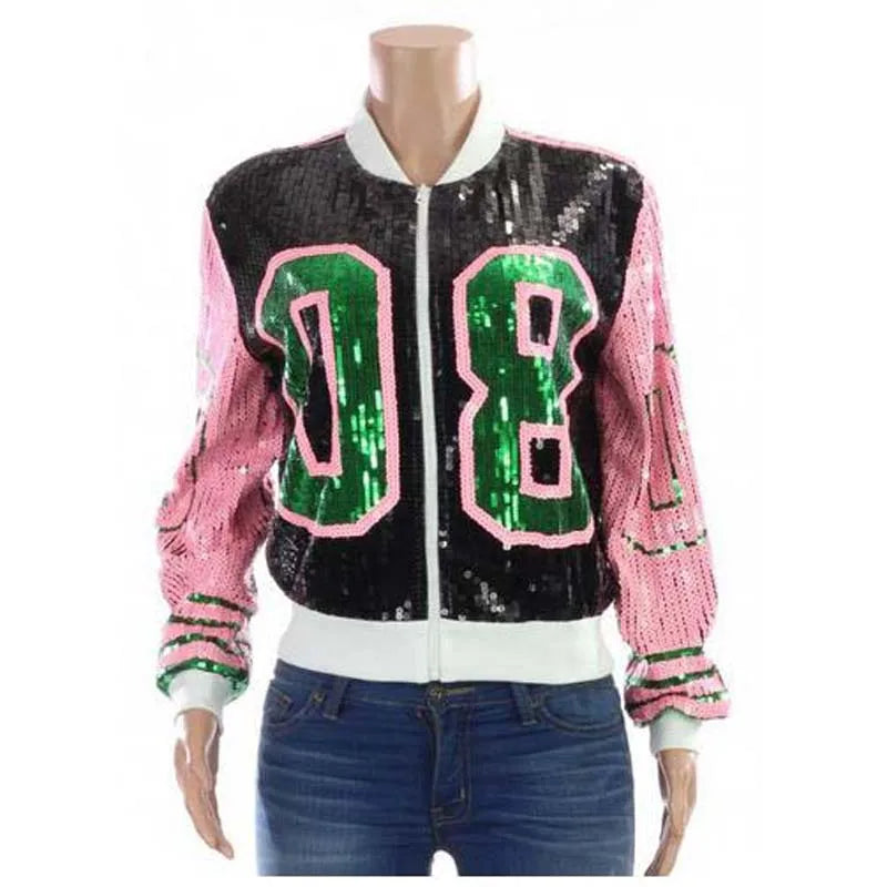 Alpha Kappa Alpha Sorority AKA 1908 Sequin Jacket T-Shirt Crazed