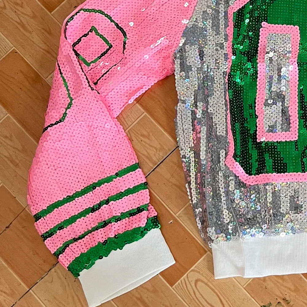 Alpha Kappa Alpha Sorority AKA 1908 Sequin Jacket T-Shirt Crazed