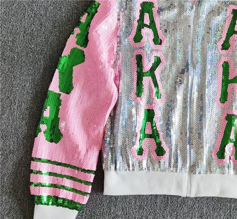 Alpha Kappa Alpha Sorority AKA Sequin Jacket T-Shirt Crazed