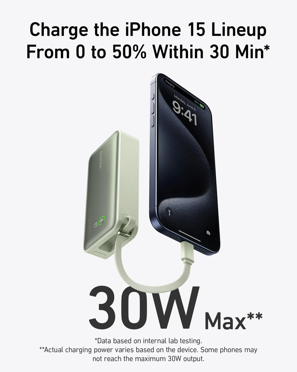 Anker Nano Power Bank (30W, Built-In USB-C Cable) Anker