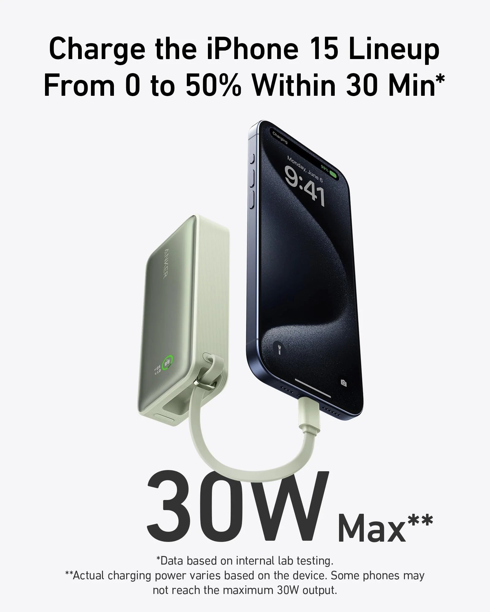 Anker Nano Power Bank (30W, Built-In USB-C Cable) Anker