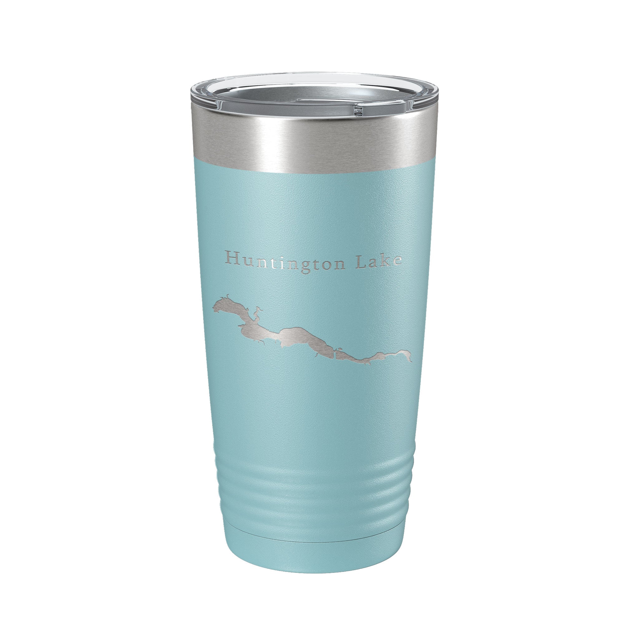 White Smoke Huntington Lake Map Tumbler Travel Mug Insulated Laser Engraved Coffee Cup Indiana 20 oz