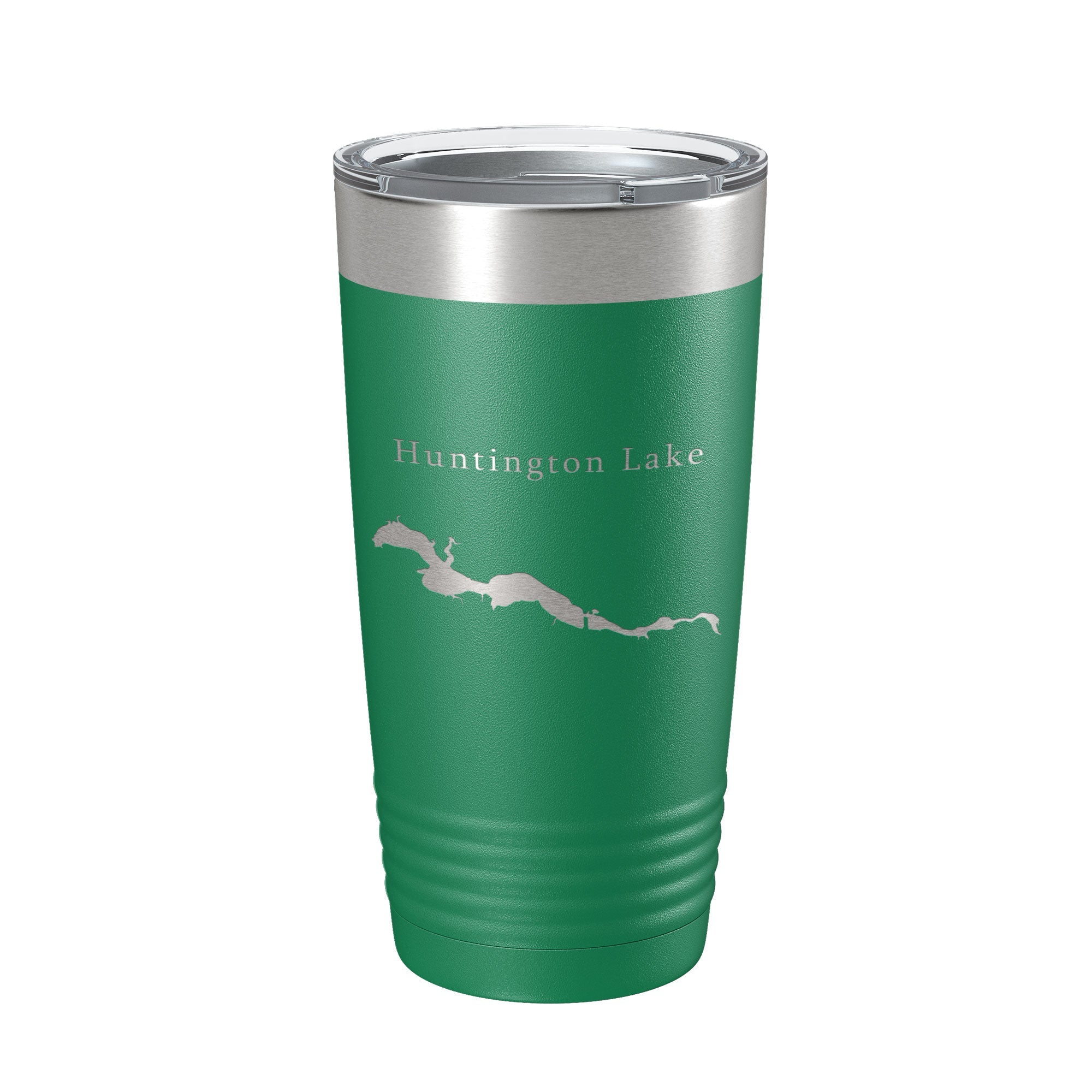 White Smoke Huntington Lake Map Tumbler Travel Mug Insulated Laser Engraved Coffee Cup Indiana 20 oz