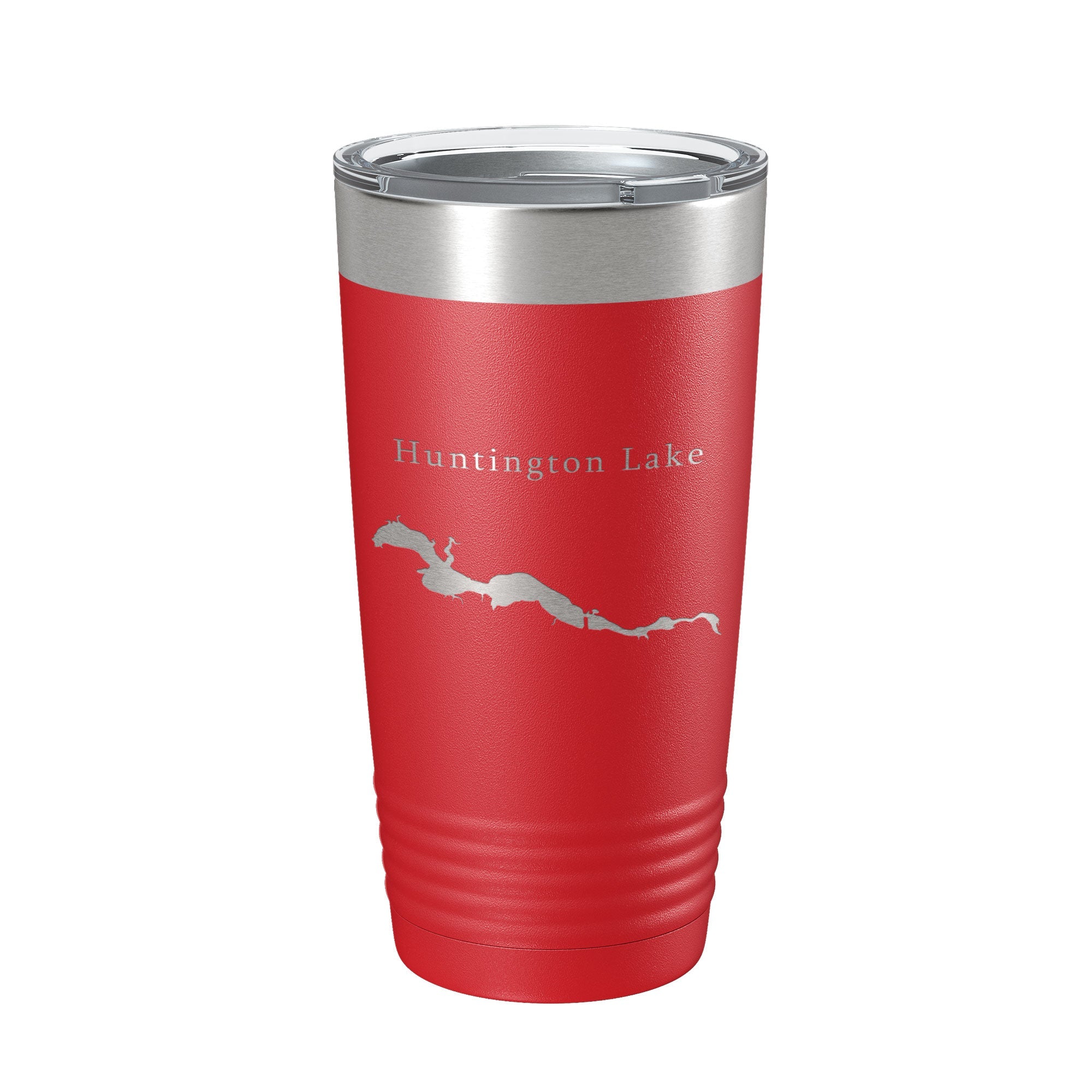 White Smoke Huntington Lake Map Tumbler Travel Mug Insulated Laser Engraved Coffee Cup Indiana 20 oz