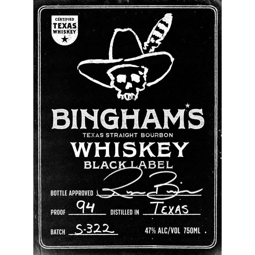 Black Bingham’s Bourbon Black A Certified Texas Whiskey™ by Ryan Bingham