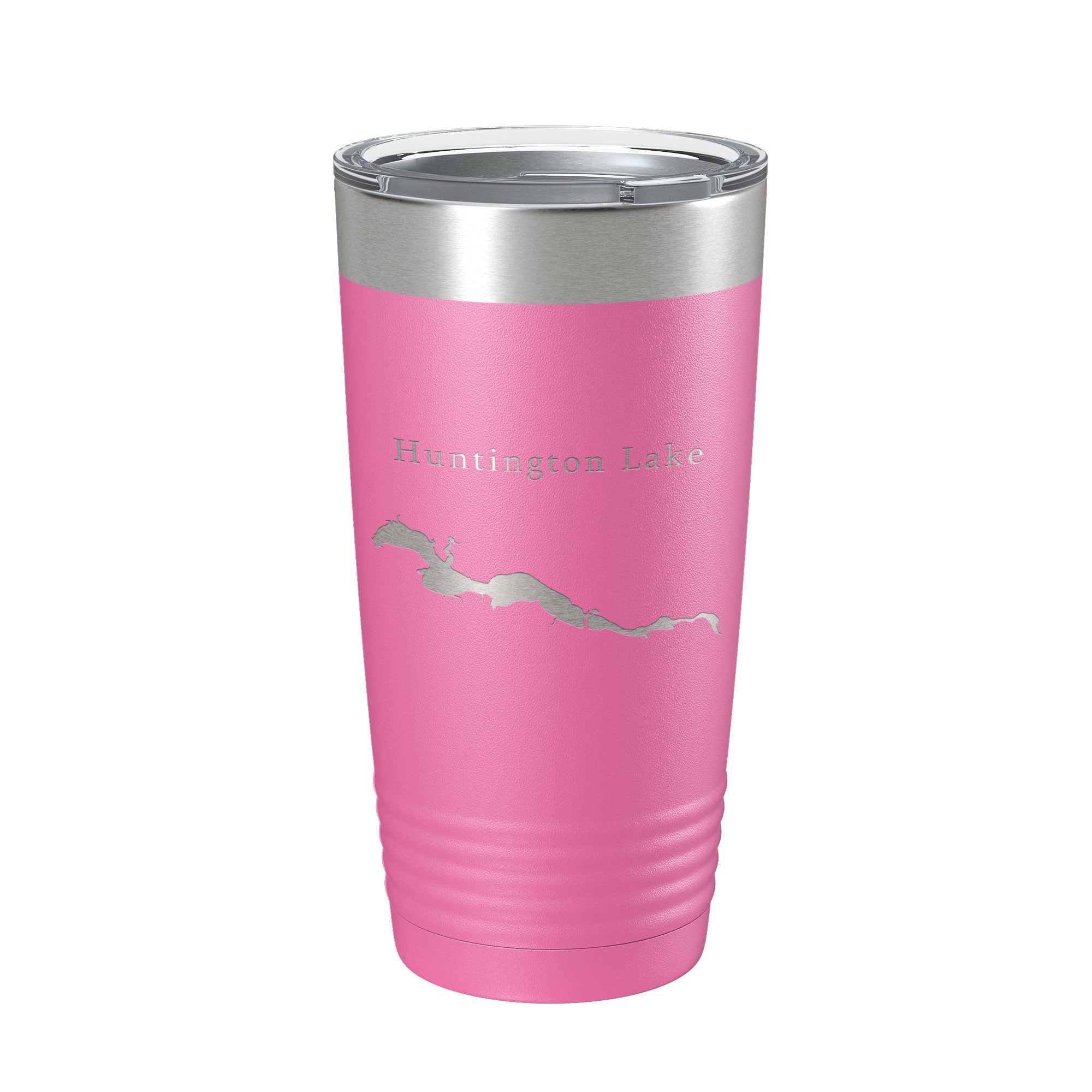 Pale Violet Red Huntington Lake Map Tumbler Travel Mug Insulated Laser Engraved Coffee Cup Indiana 20 oz