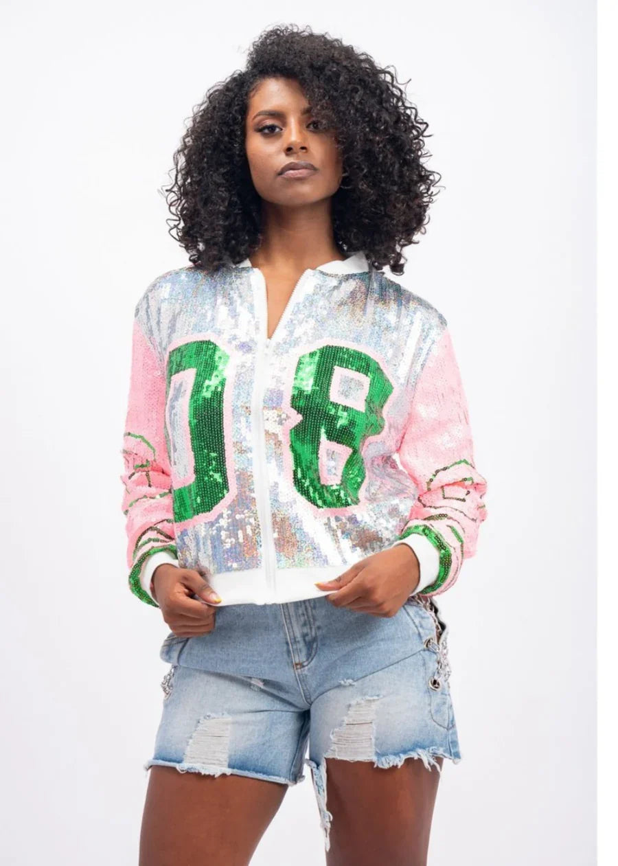 Alpha Kappa Alpha Sorority AKA 1908 Sequin Jacket T-Shirt Crazed