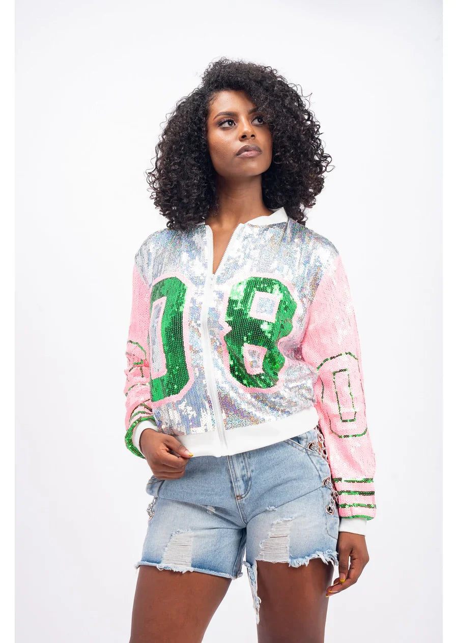 Alpha Kappa Alpha Sorority AKA 1908 Sequin Jacket T-Shirt Crazed