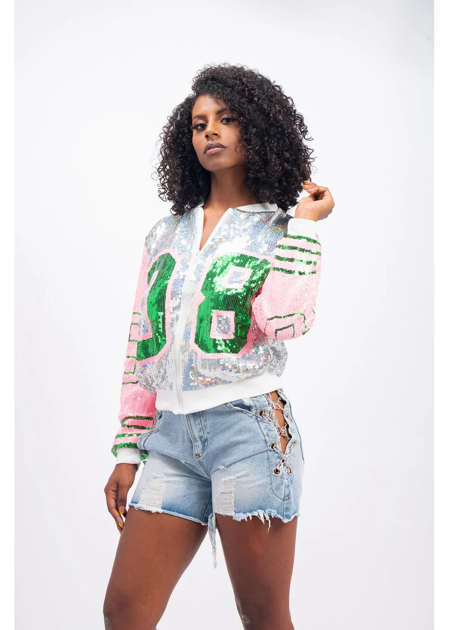Alpha Kappa Alpha Sorority AKA 1908 Sequin Jacket T-Shirt Crazed