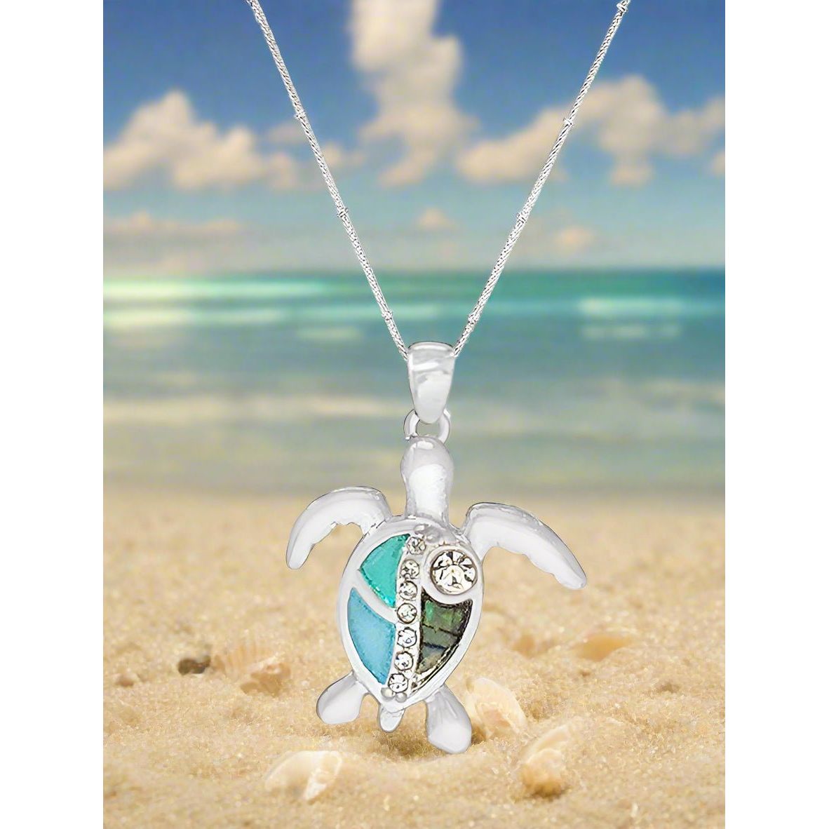 Tan Abalone Turtle Necklace
