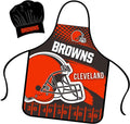 Cleveland Browns Apron Chef Hat Set Full Color Universal Size Tie Back Grilling Tailgate BBQ Cooking Host